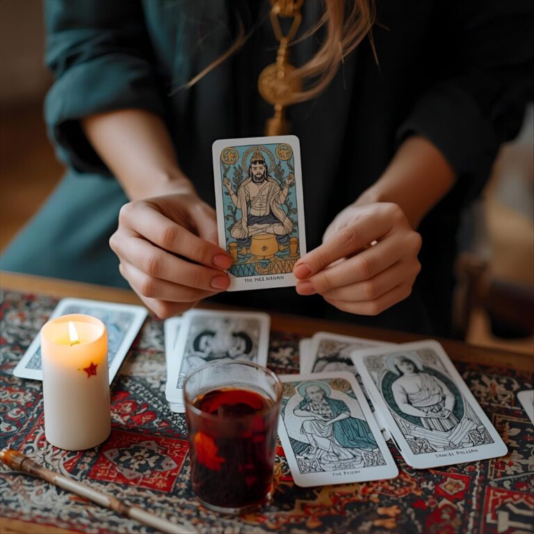 lady practicing a card reading